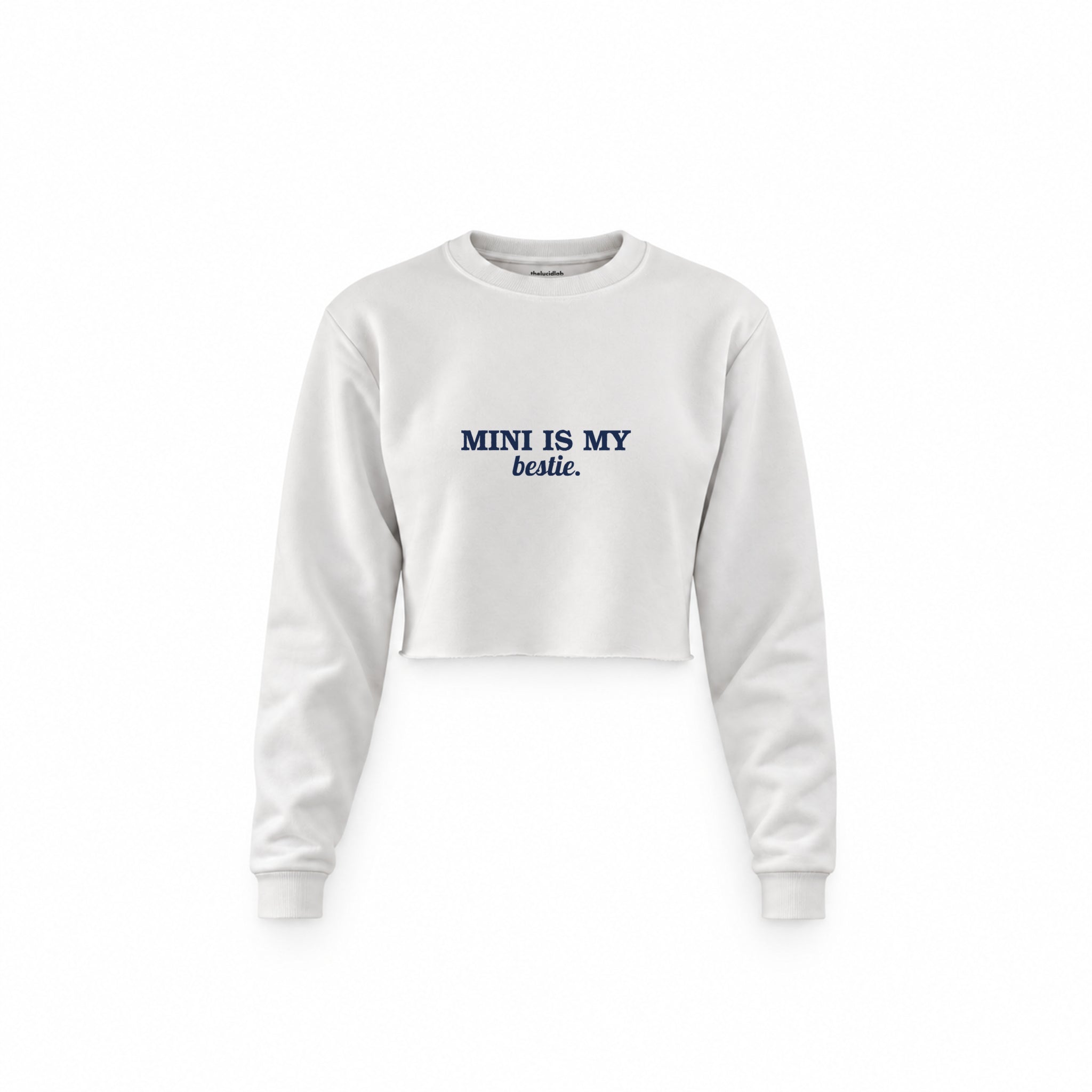 Mini Is My Bestie Crop Sweatshirt — Beyaz — ön görünüm