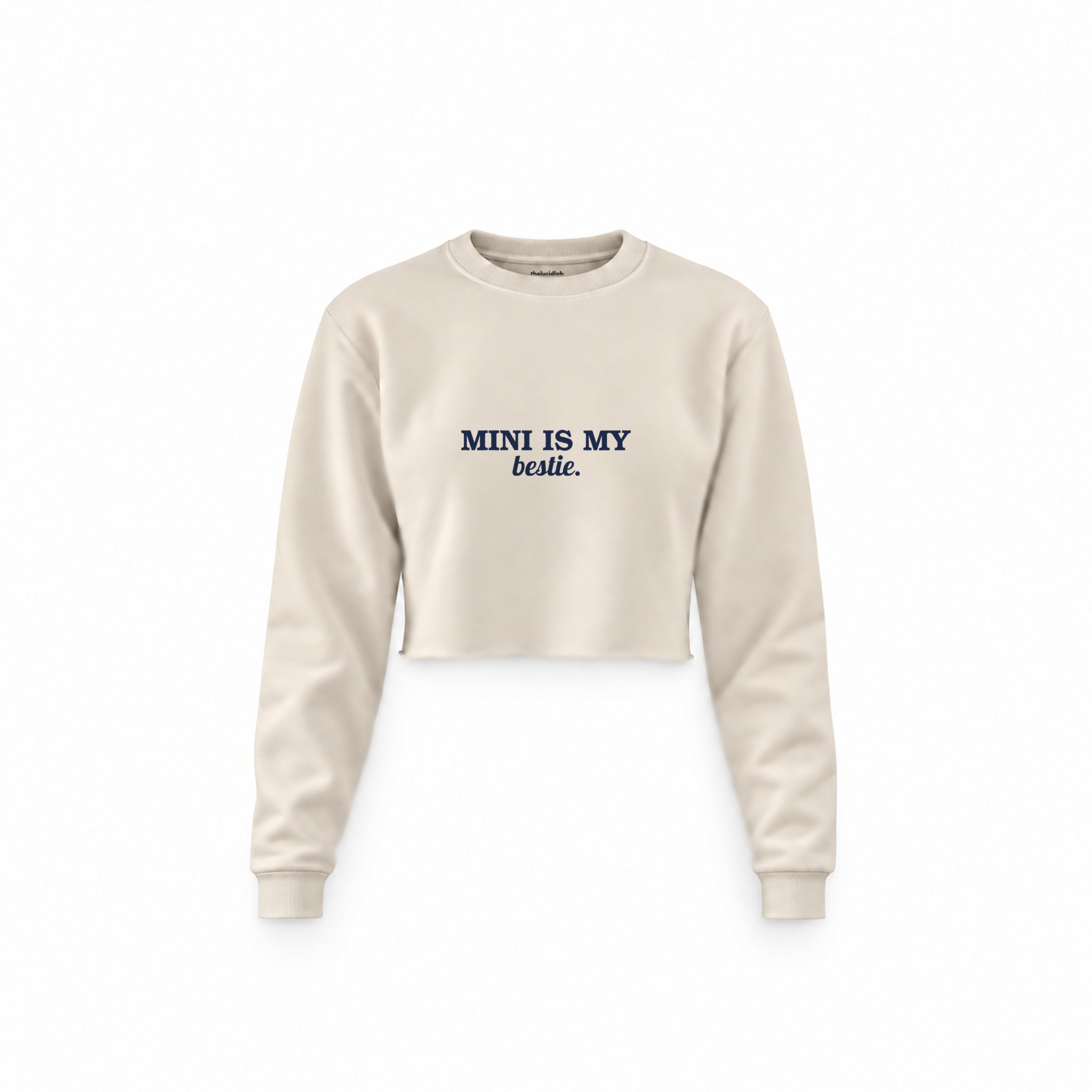 Mini Is My Bestie Crop Sweatshirt — Krem — ön görünüm
