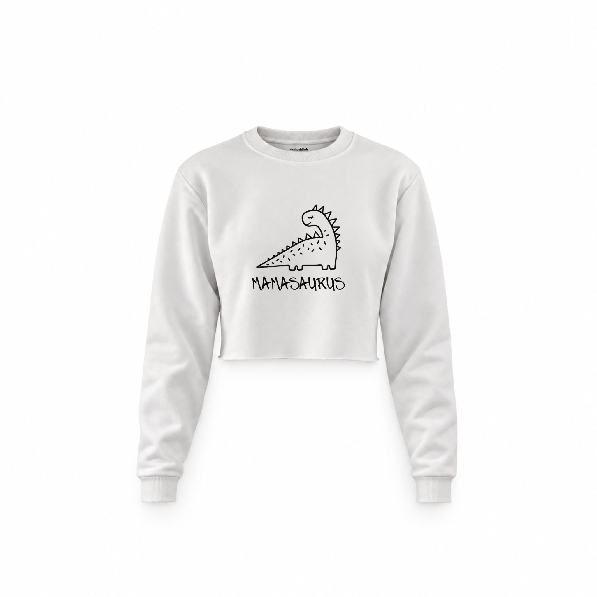 Mamasaurus Crop Sweatshirt — Beyaz — ön görünüm