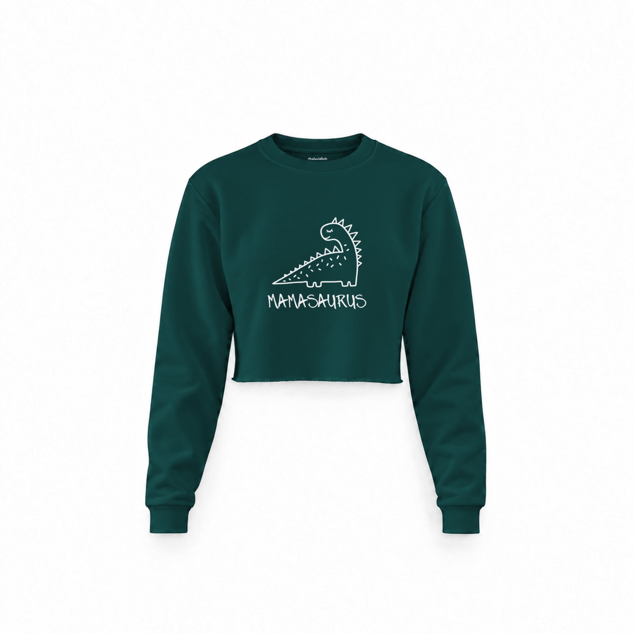 Mamasaurus Crop Sweatshirt — Koyu Yeşil — ön görünüm