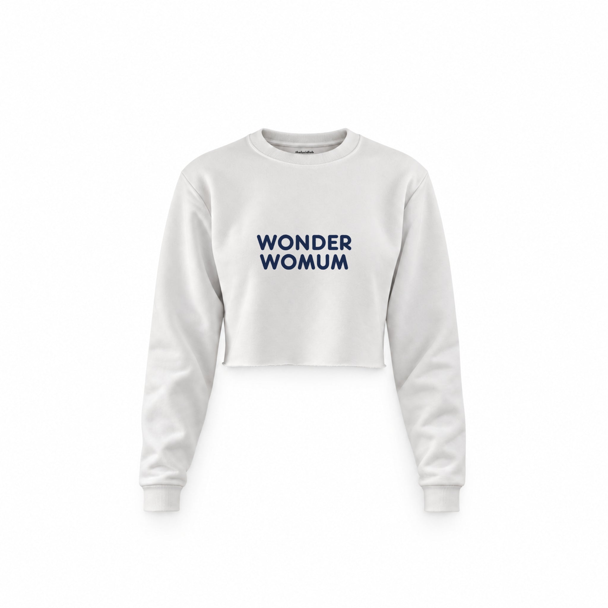 Wonderwomum Crop Sweatshirt — Beyaz — ön görünüm