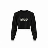 Wonderwomum Crop Sweatshirt — Siyah — ön görünüm