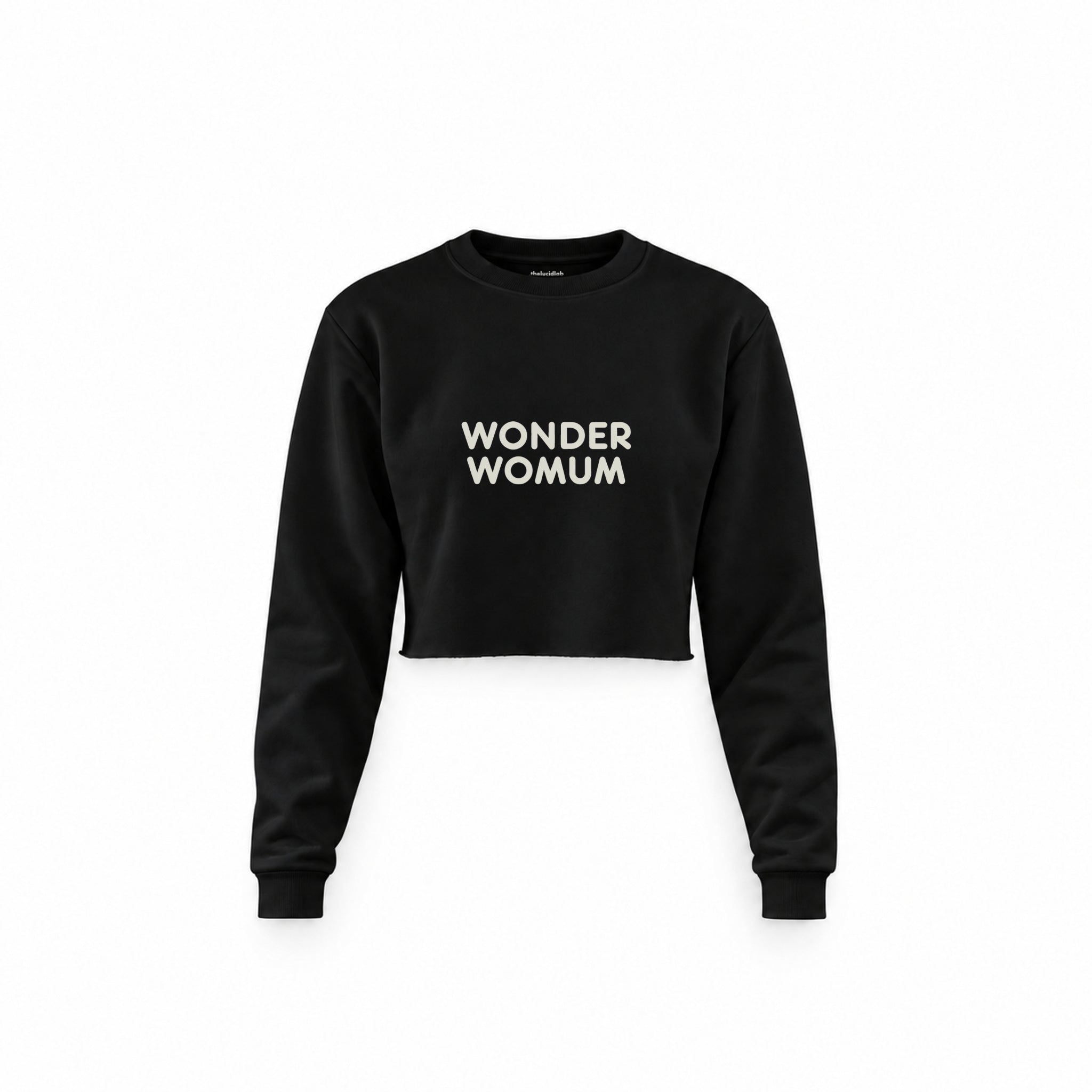 Wonderwomum Crop Sweatshirt — Siyah — ön görünüm