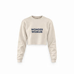 Wonderwomum Crop Sweatshirt — Krem — ön görünüm