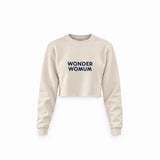 Wonderwomum Crop Sweatshirt — Krem — ön görünüm