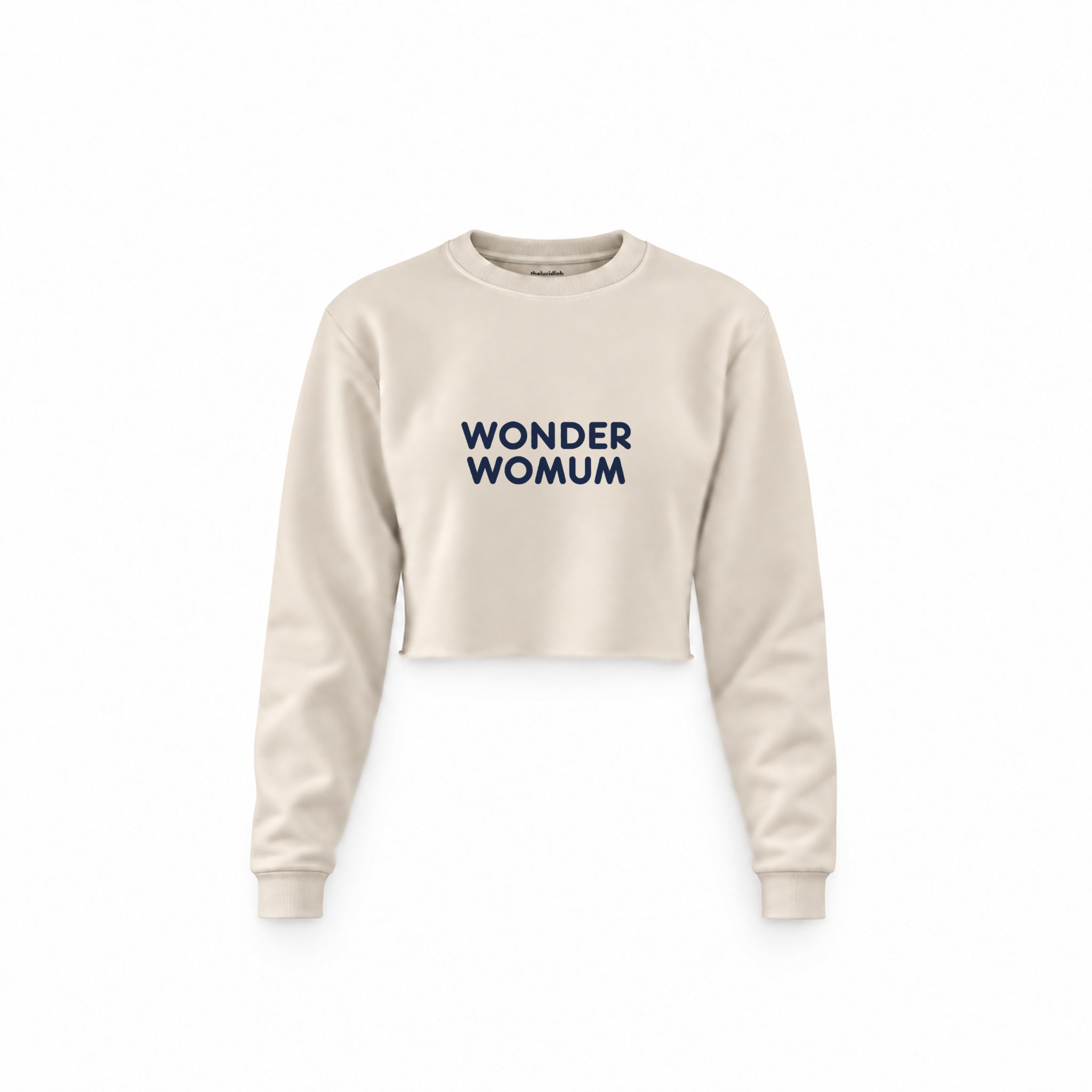 Wonderwomum Crop Sweatshirt — Krem — ön görünüm
