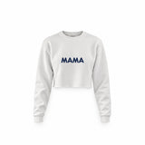 Mama Crop Sweatshirt — Beyaz — ön görünüm