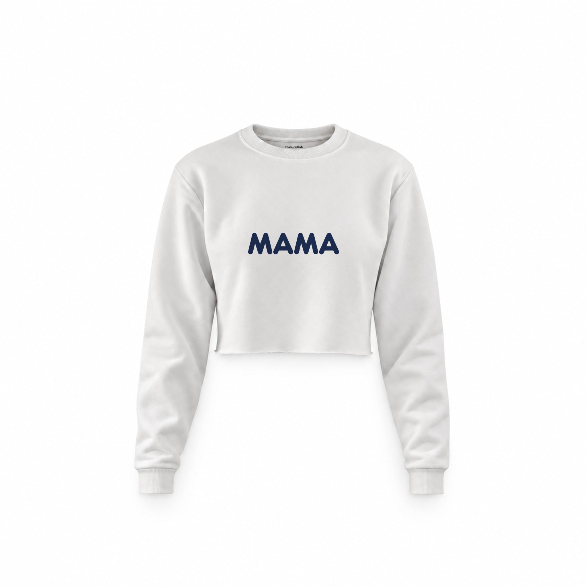 Mama Crop Sweatshirt — Beyaz — ön görünüm