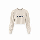 Mama Crop Sweatshirt — Krem — ön görünüm