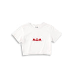 Mom Crop Tişört — Beyaz — ön görünüm