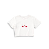 Mom Crop Tişört — Beyaz — ön görünüm