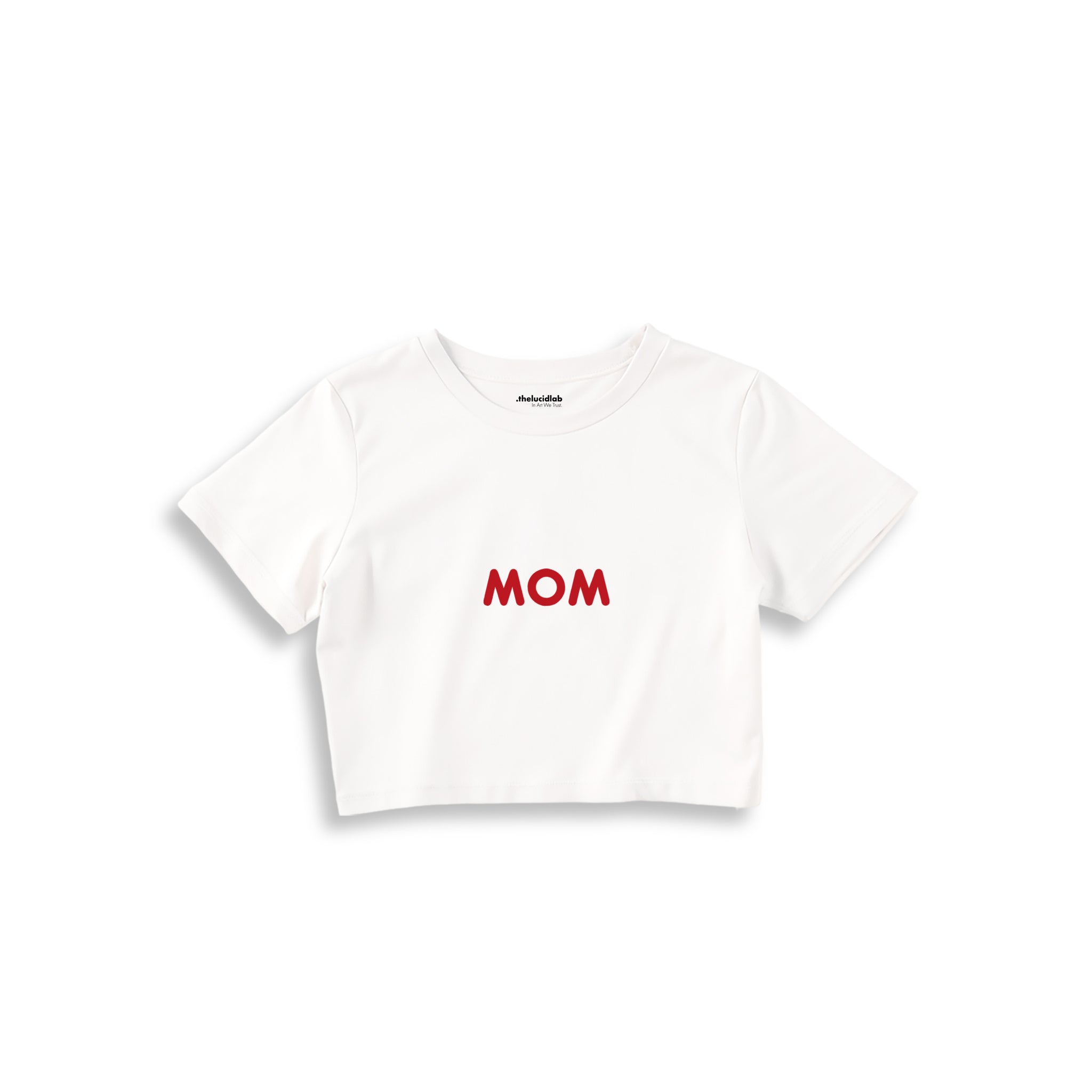 Mom Crop Tişört — Beyaz — ön görünüm