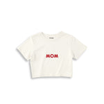 Mom Crop Tişört — Ekru — ön görünüm