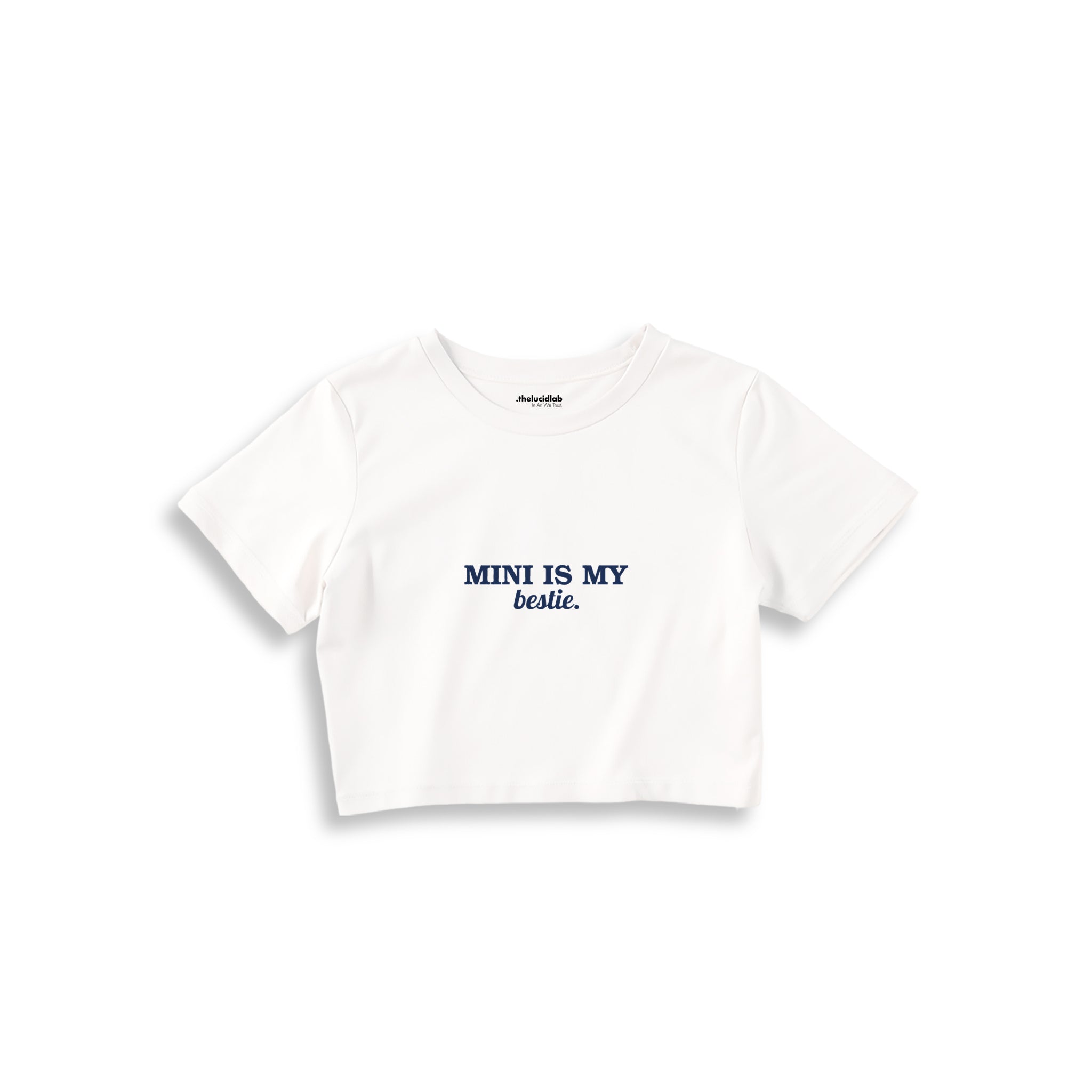 Mini Is My Bestie Crop Tişört — Beyaz — ön görünüm