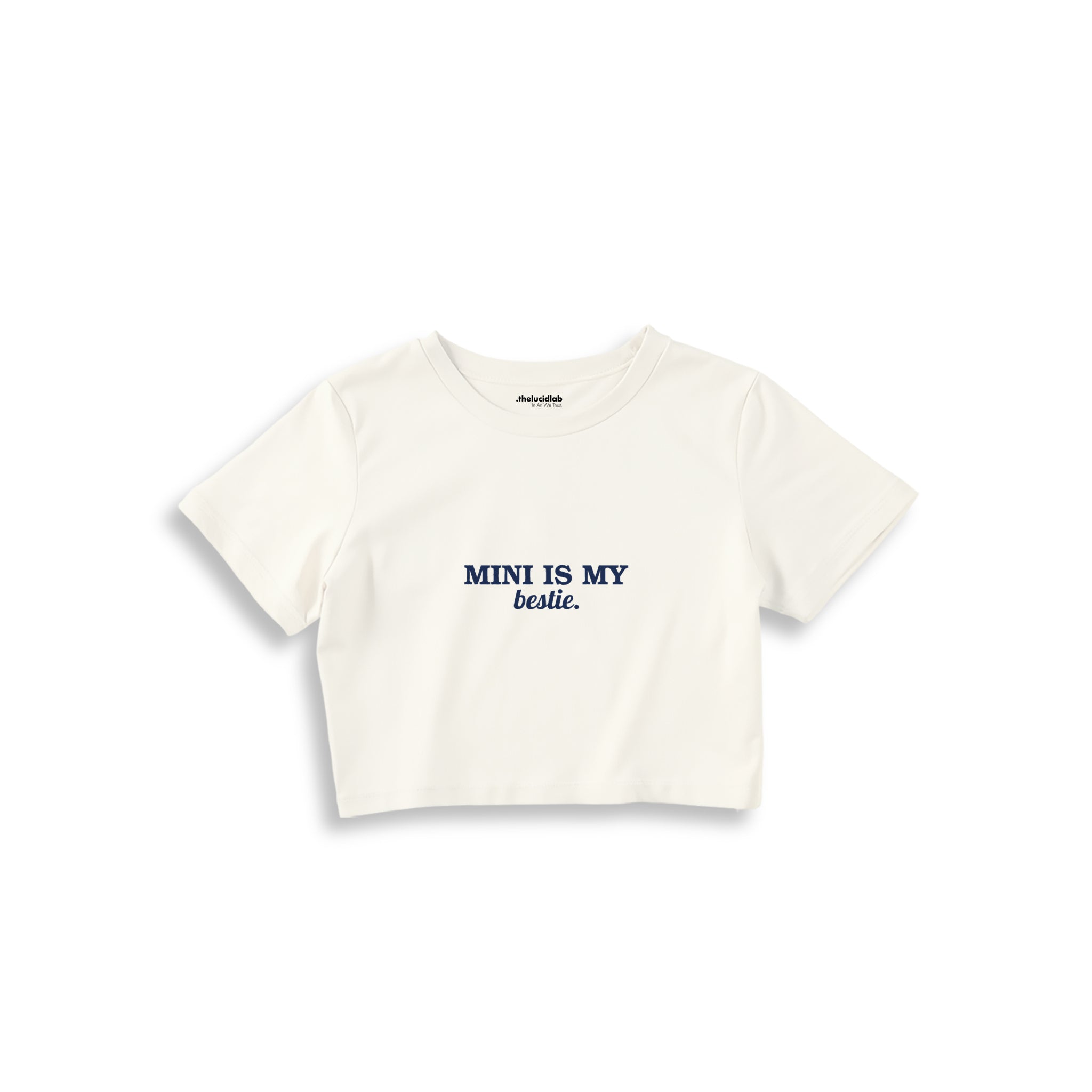 Mini Is My Bestie Crop Tişört — Ekru — ön görünüm