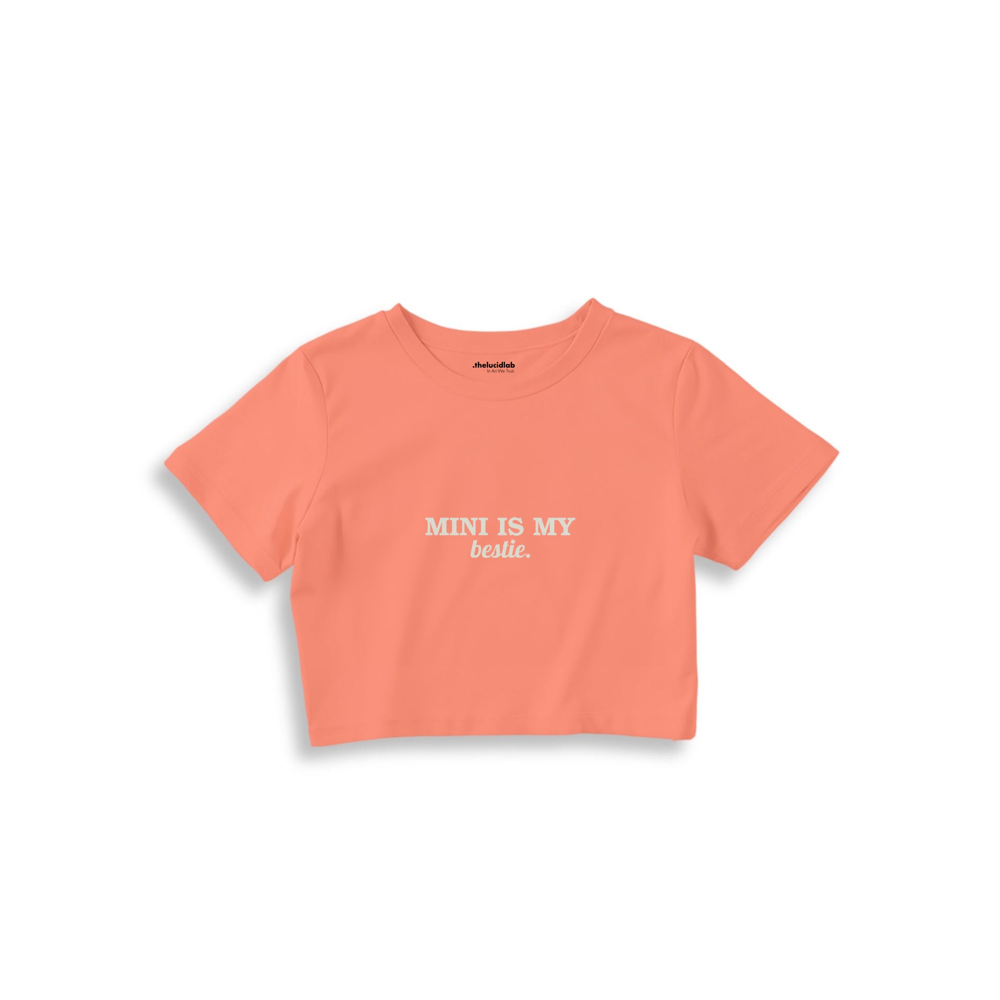 Mini Is My Bestie Crop Tişört — Somon — ön görünüm