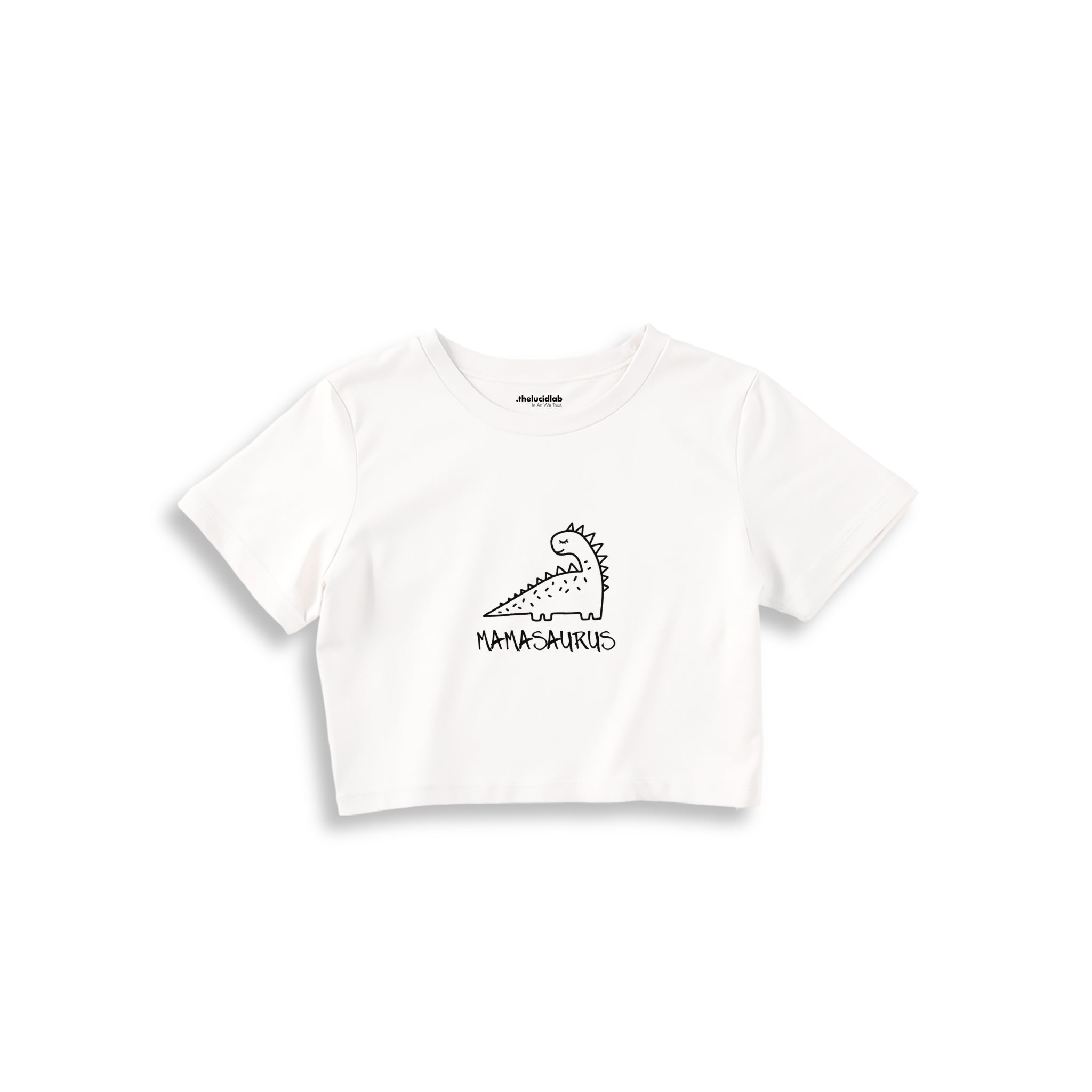Mamasaurus Crop Tişört — Beyaz — ön görünüm