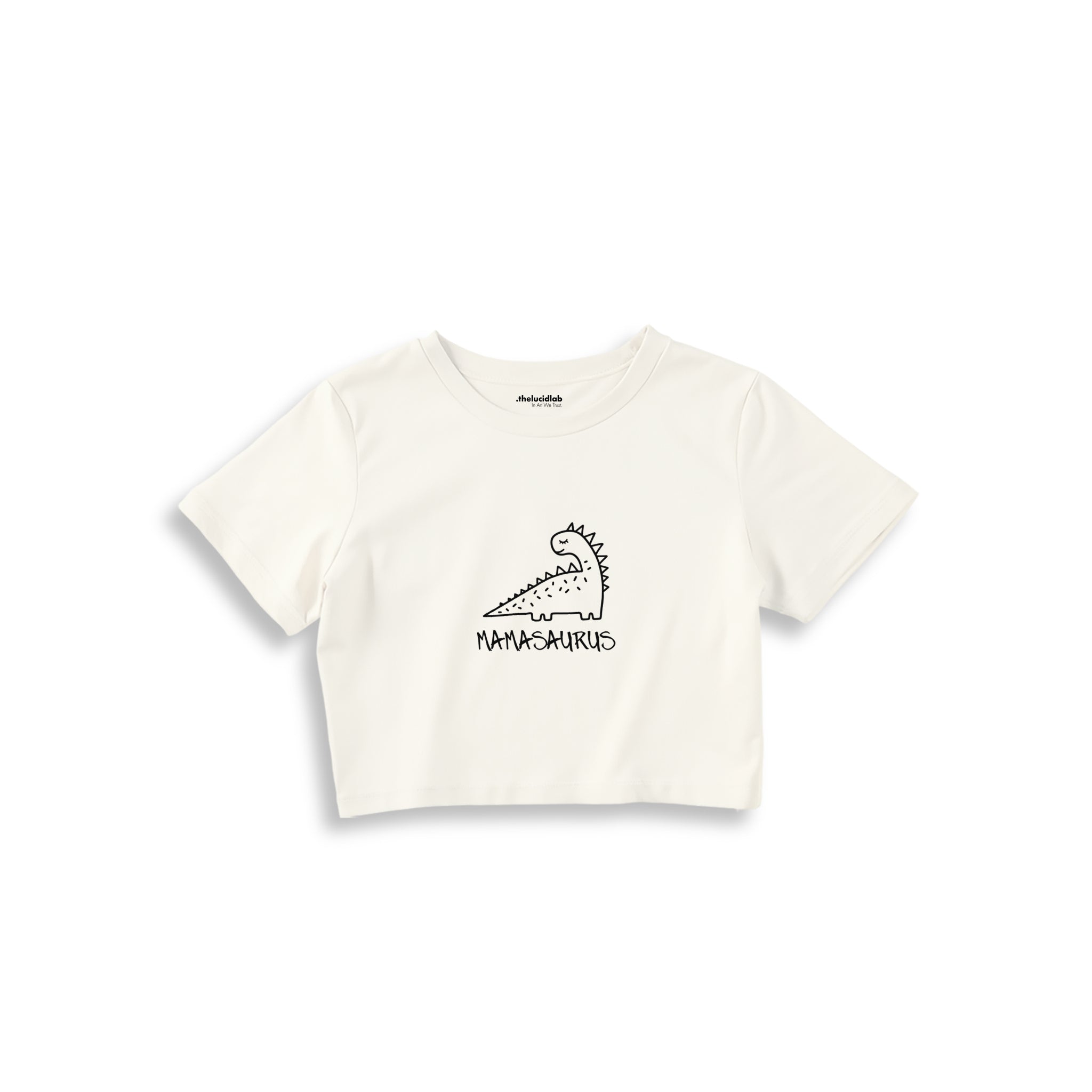 Mamasaurus Crop Tişört — Ekru — ön görünüm