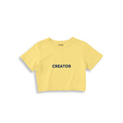 Creator Crop Tişört — Sarı — ön görünüm
