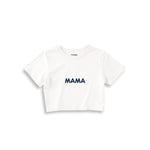 Mama Crop Tişört — Beyaz — ön görünüm
