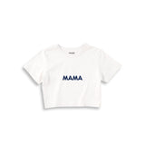 Mama Crop Tişört — Beyaz — ön görünüm