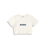 Mama Crop Tişört — Ekru — ön görünüm