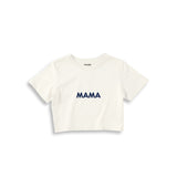 Mama Crop Tişört — Ekru — ön görünüm