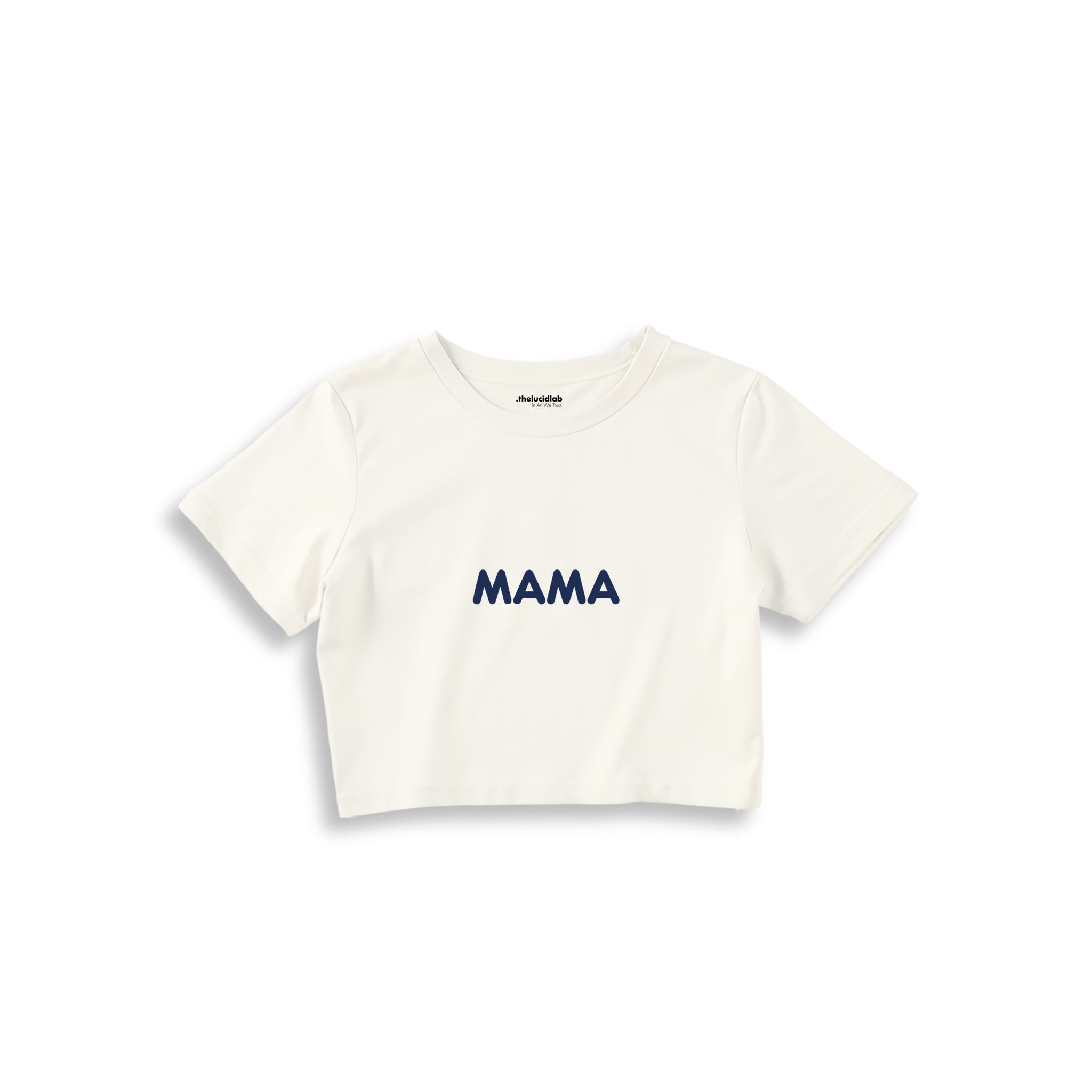 Mama Crop Tişört — Ekru — ön görünüm