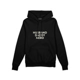 Husband Daddy Hero Oversize Hoodie — Siyah — ön görünüm