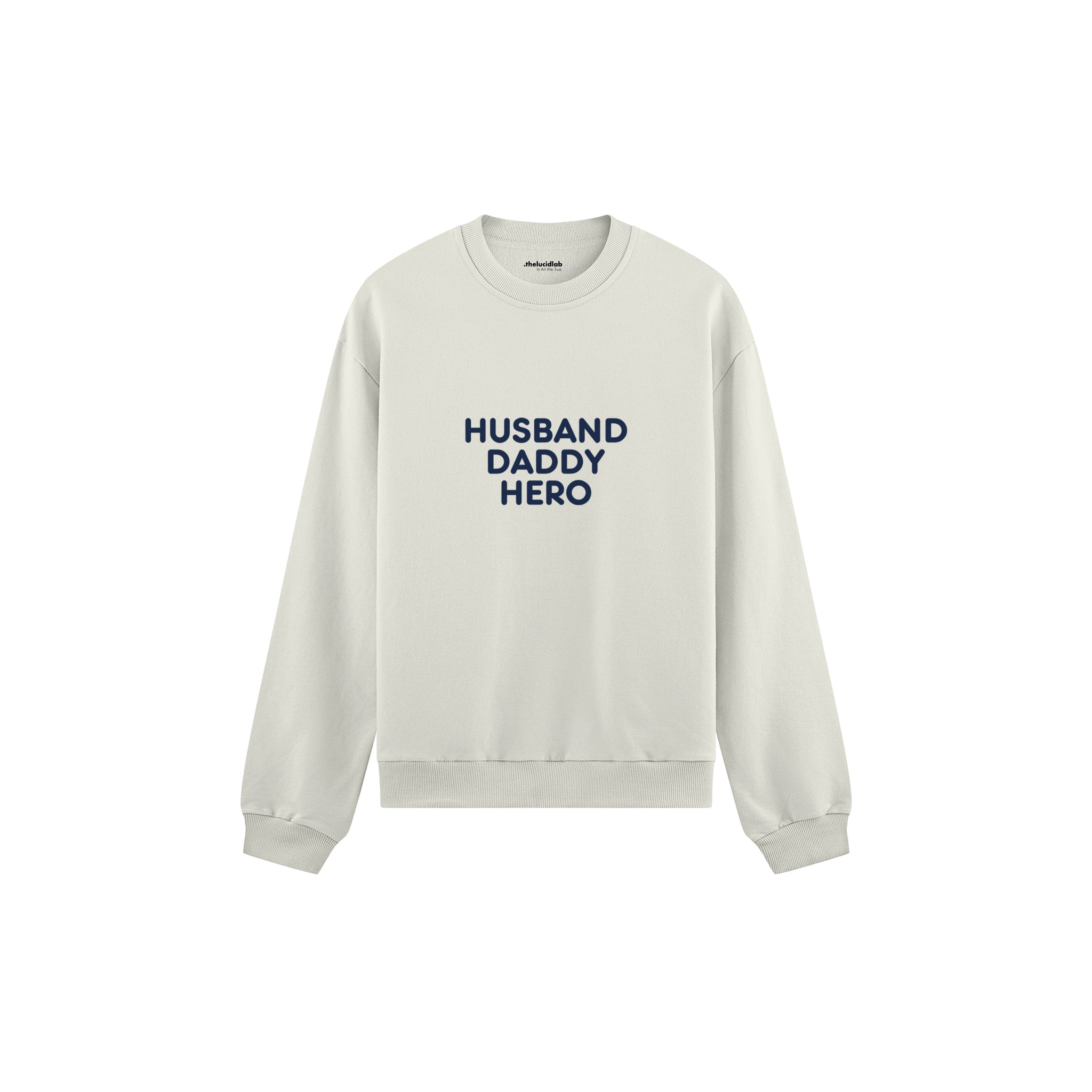 Husband Daddy Hero Oversize Sweatshirt — Beyaz — ön görünüm