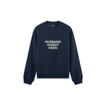 Husband Daddy Hero Oversize Sweatshirt — Lacivert — ön görünüm
