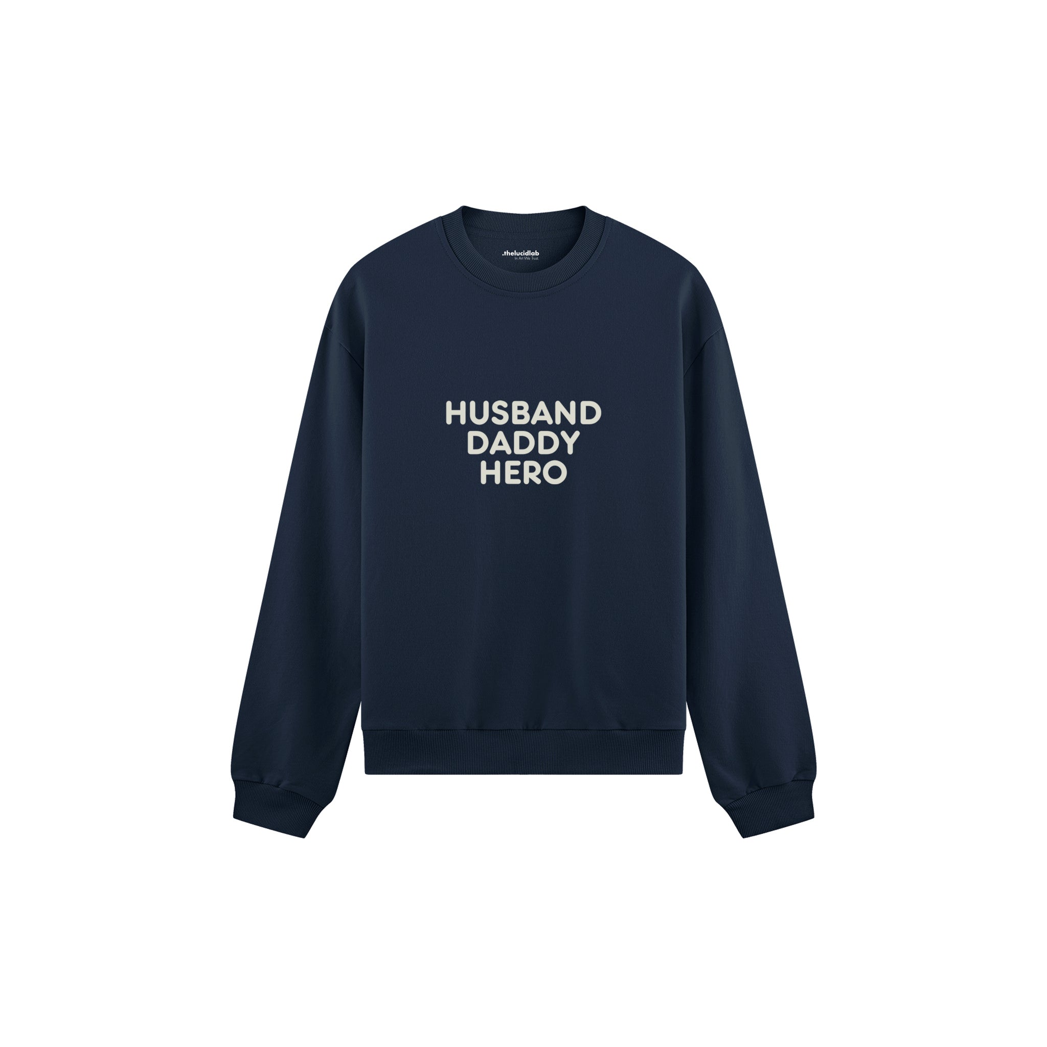 Husband Daddy Hero Oversize Sweatshirt — Lacivert — ön görünüm
