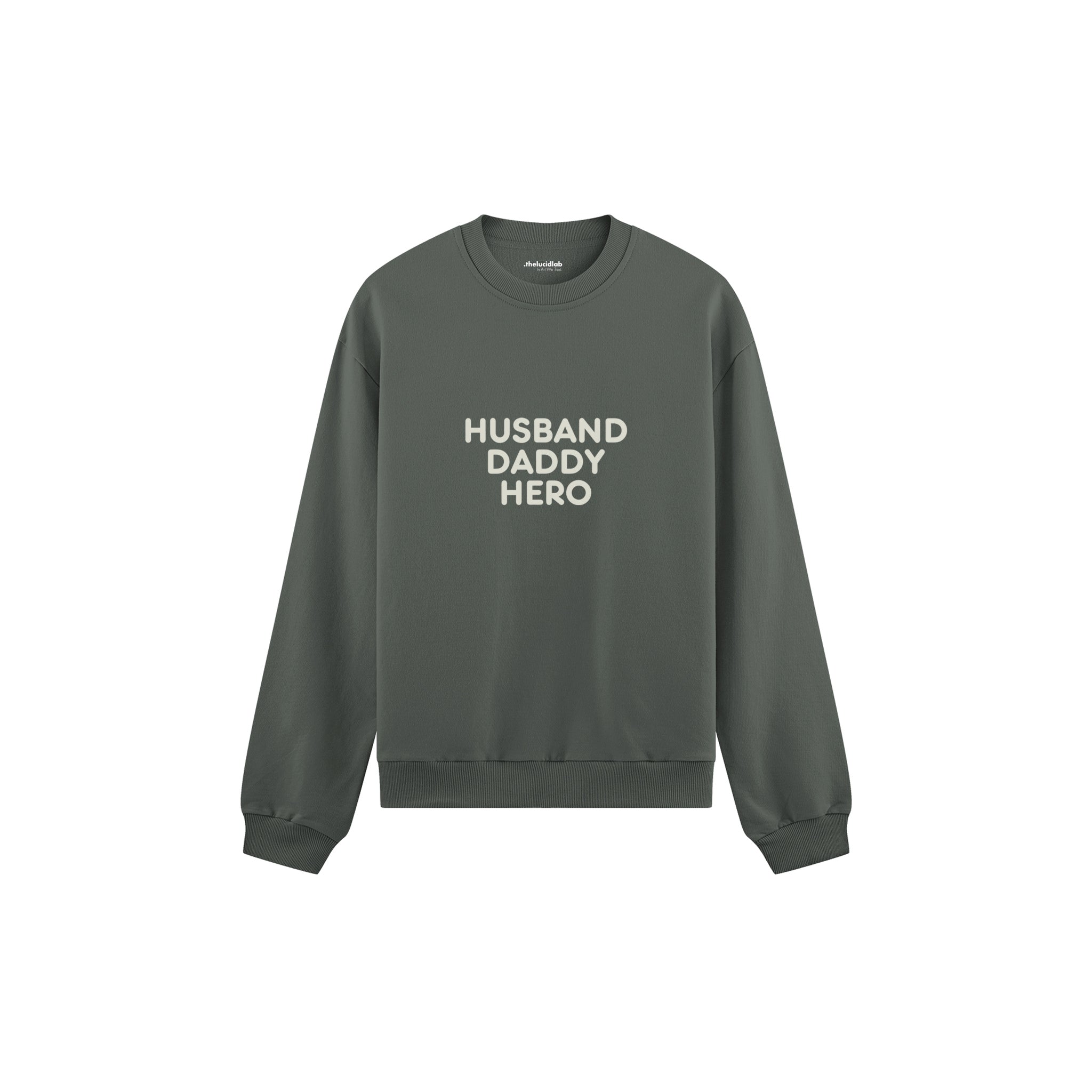 Husband Daddy Hero Oversize Sweatshirt — Antrasit — ön görünüm