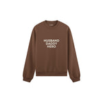 Husband Daddy Hero Oversize Sweatshirt — Kahverengi — ön görünüm