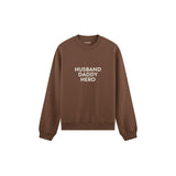 Husband Daddy Hero Oversize Sweatshirt — Kahverengi — ön görünüm