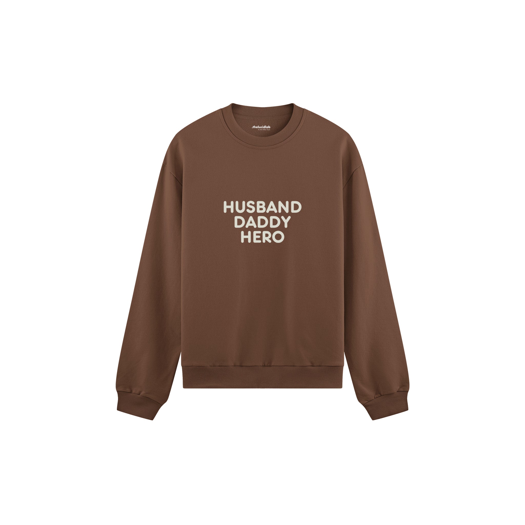 Husband Daddy Hero Oversize Sweatshirt — Kahverengi — ön görünüm