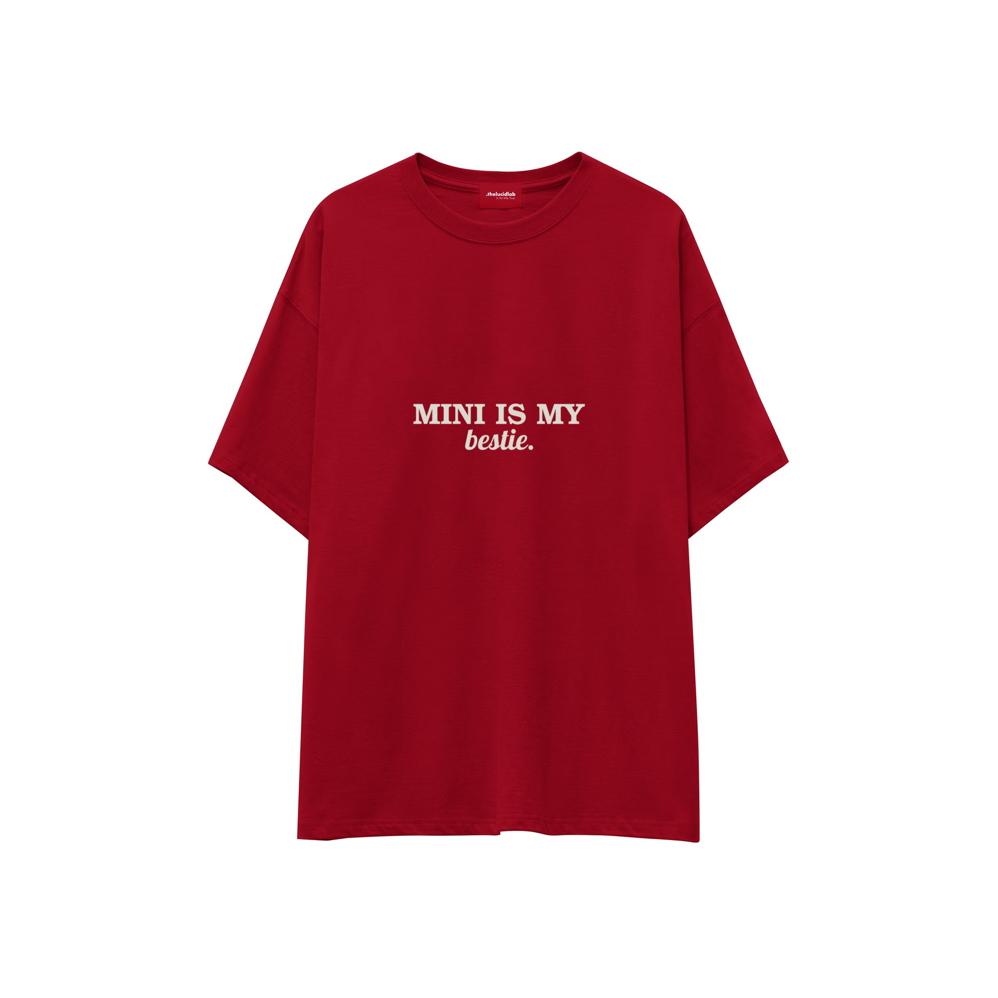 Mini Is My Bestie Oversize Tişört — Kırmızı — ön görünüm