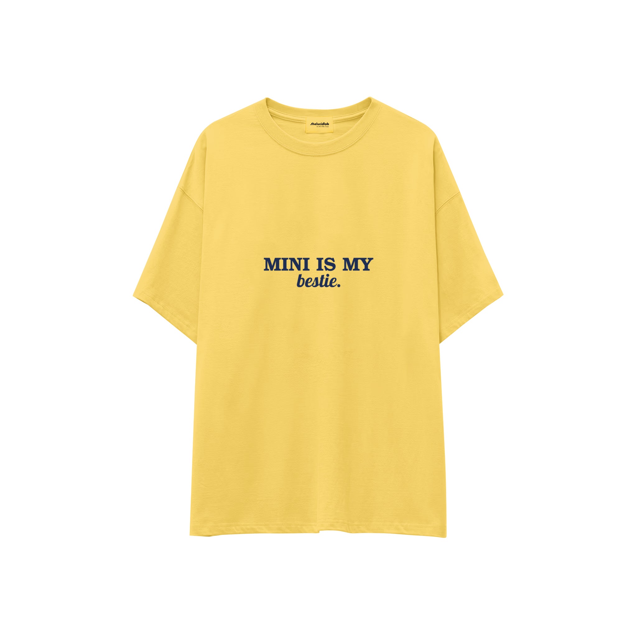 Mini Is My Bestie Oversize Tişört — Sarı — ön görünüm