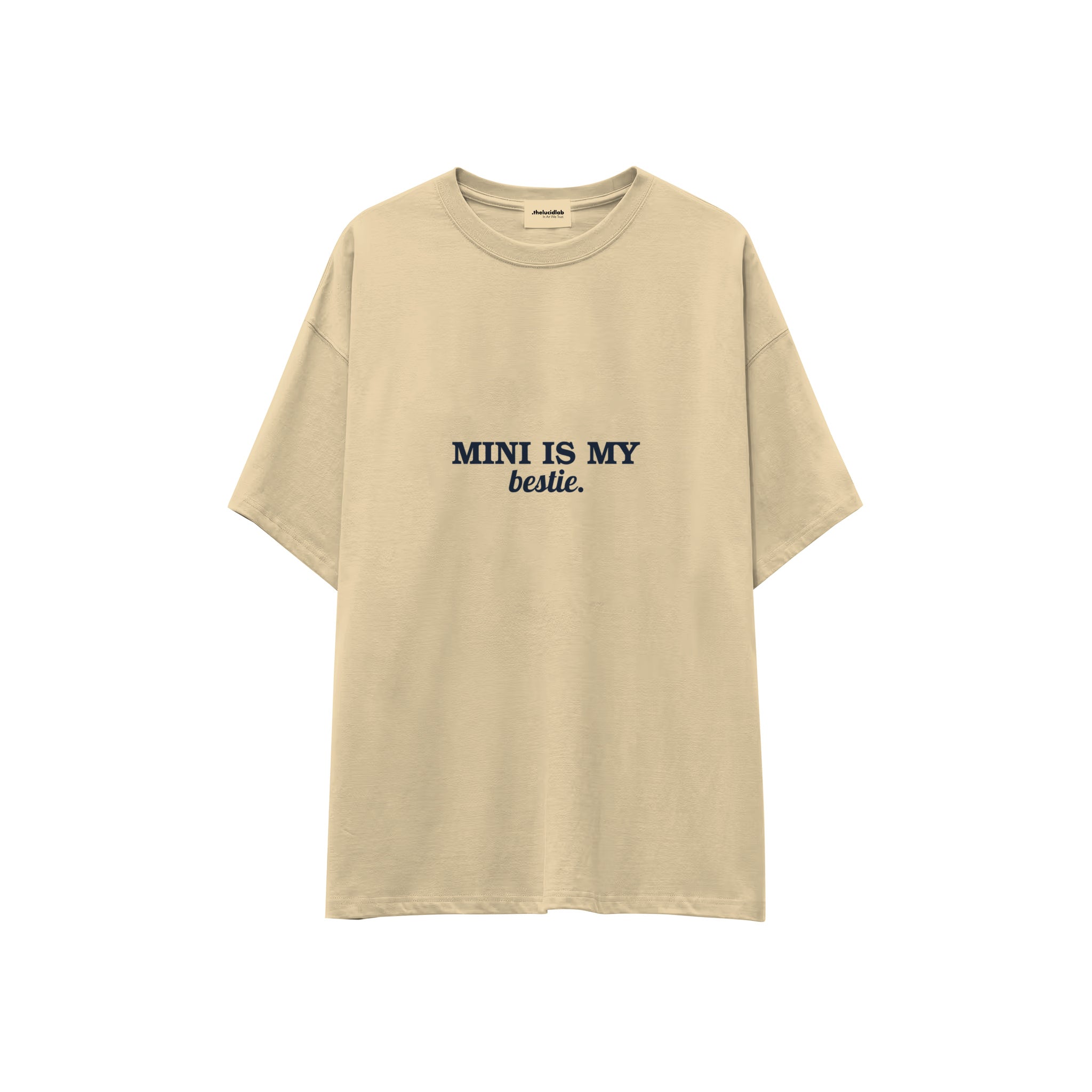 Mini Is My Bestie Oversize Tişört — Krem — ön görünüm