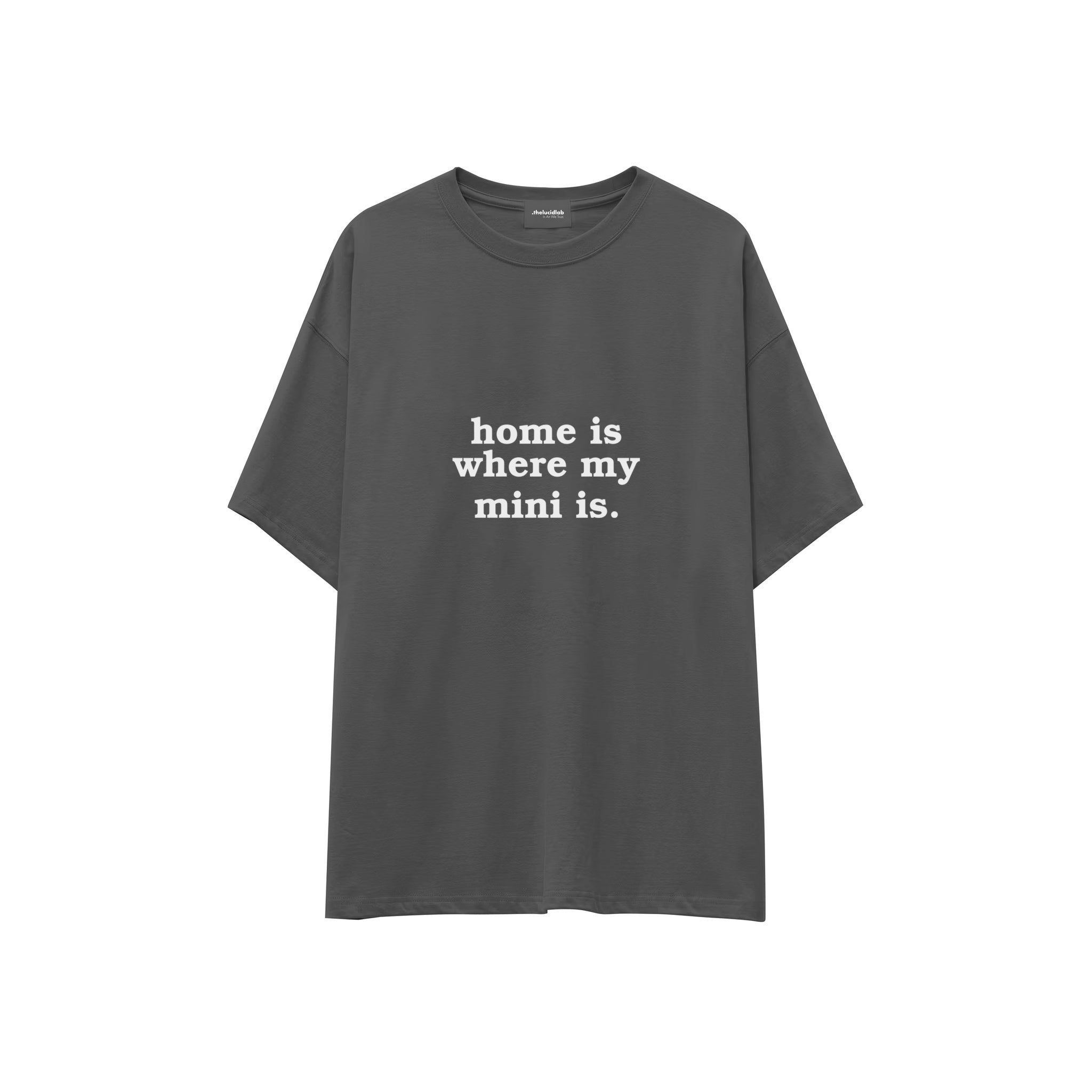 Home Is Where My Mini Is Oversize Tişört — Antrasit — ön görünüm