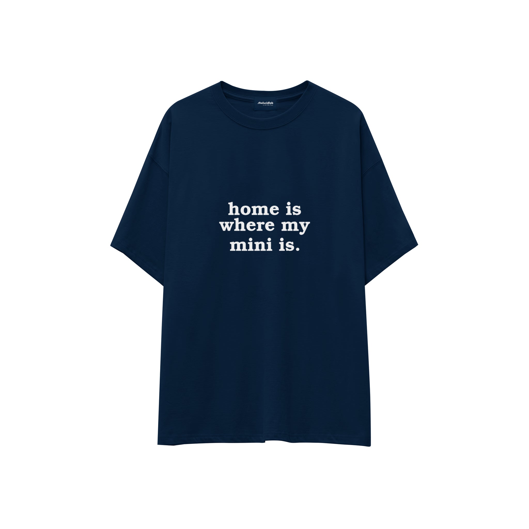 Home Is Where My Mini Is Oversize Tişört — Lacivert — ön görünüm