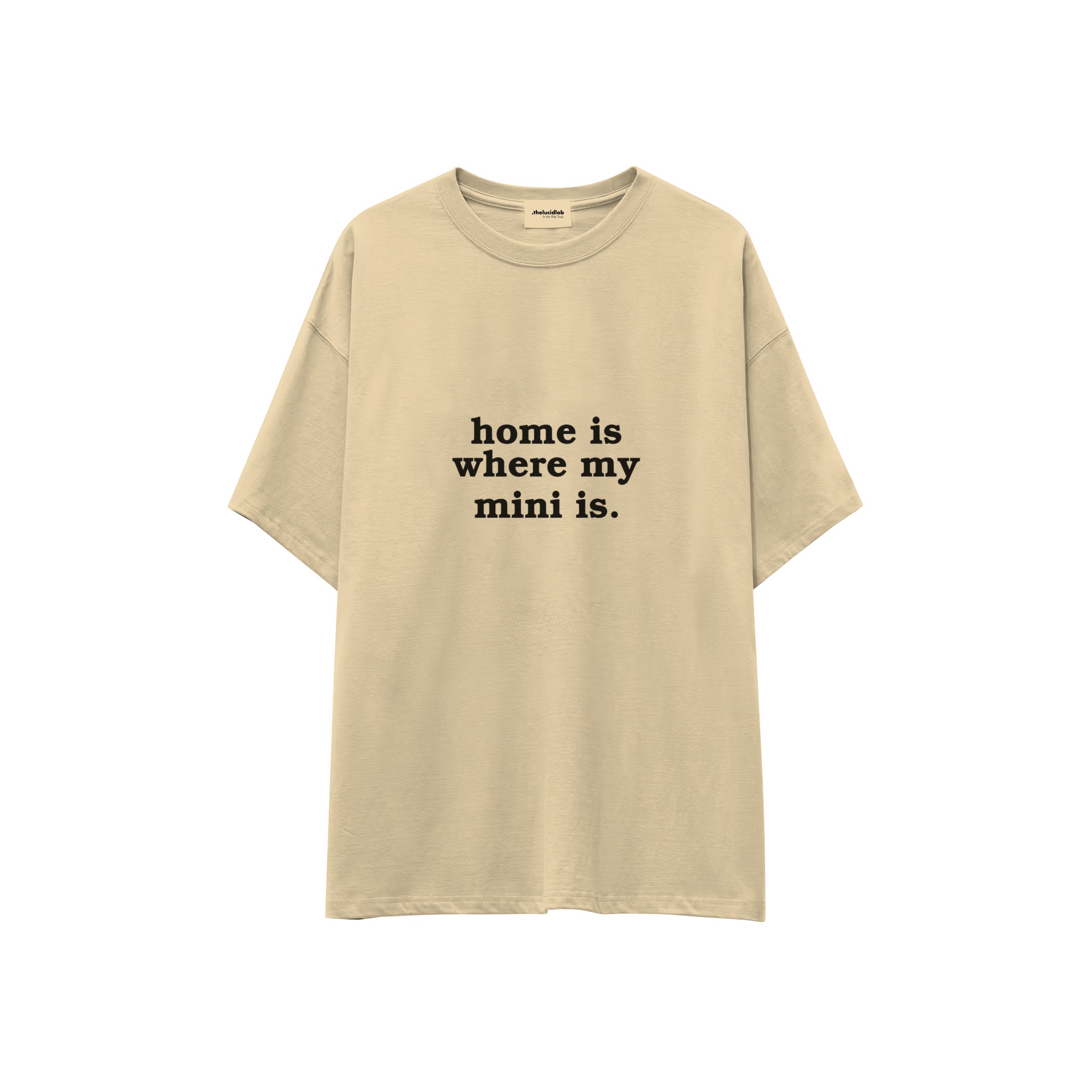 Home Is Where My Mini Is Oversize Tişört — Krem — ön görünüm