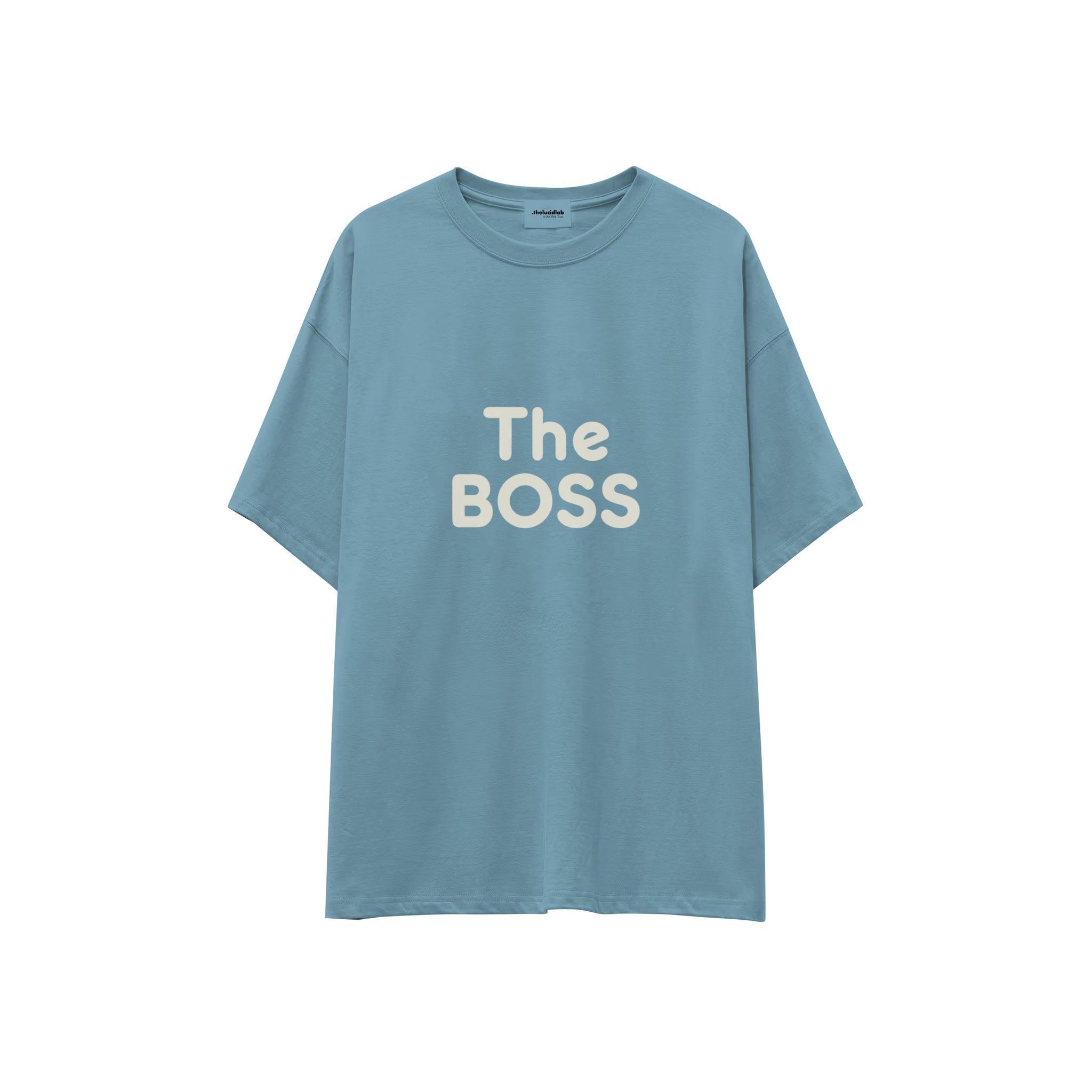 The Boss Oversize Tişört — Çelik Mavi — ön görünüm