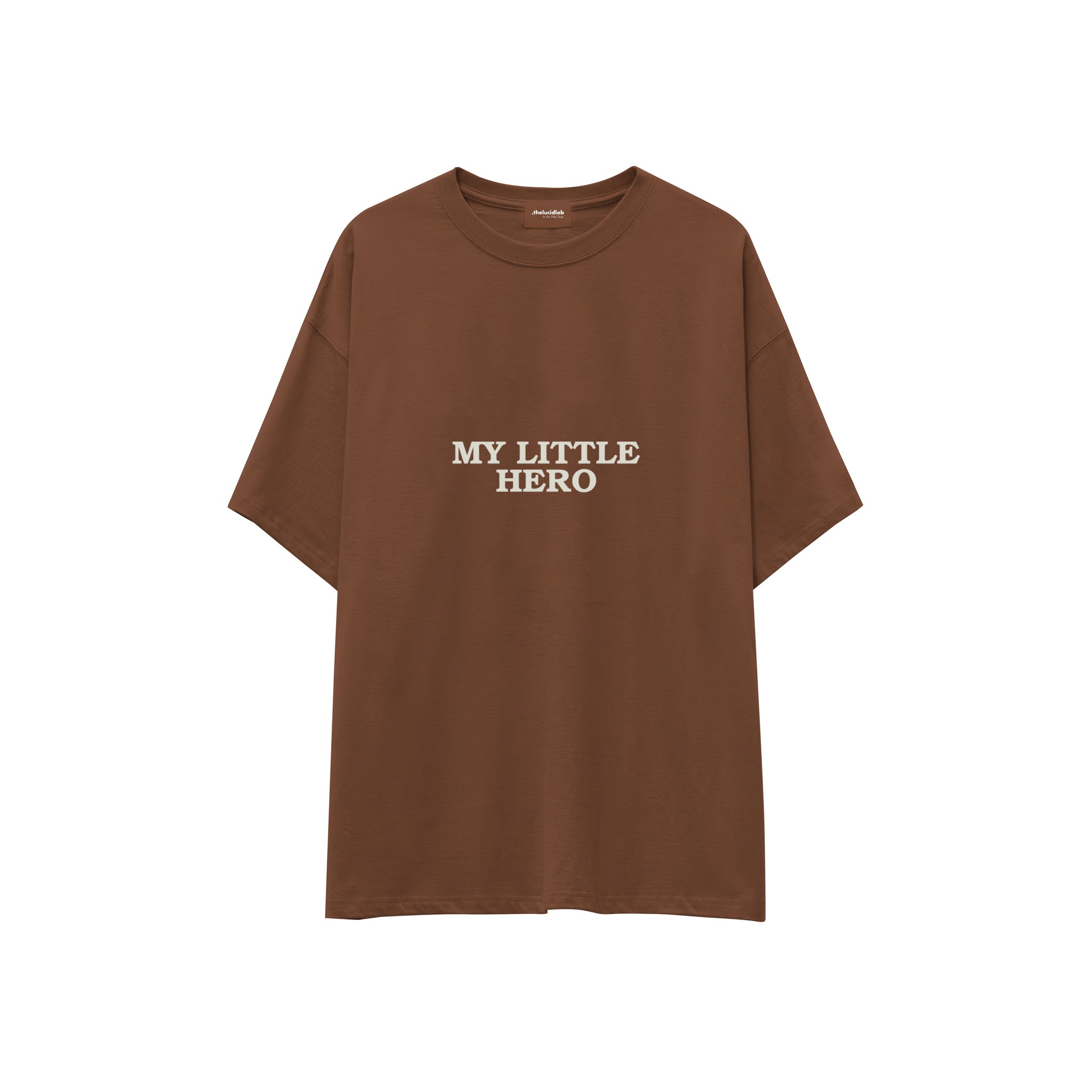 My Little Hero Oversize Tişört — Kahverengi — ön görünüm