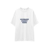 Husband Daddy Hero Oversize Tişört — Beyaz — ön görünüm