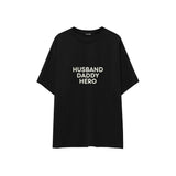 Husband Daddy Hero Oversize Tişört — Siyah — ön görünüm