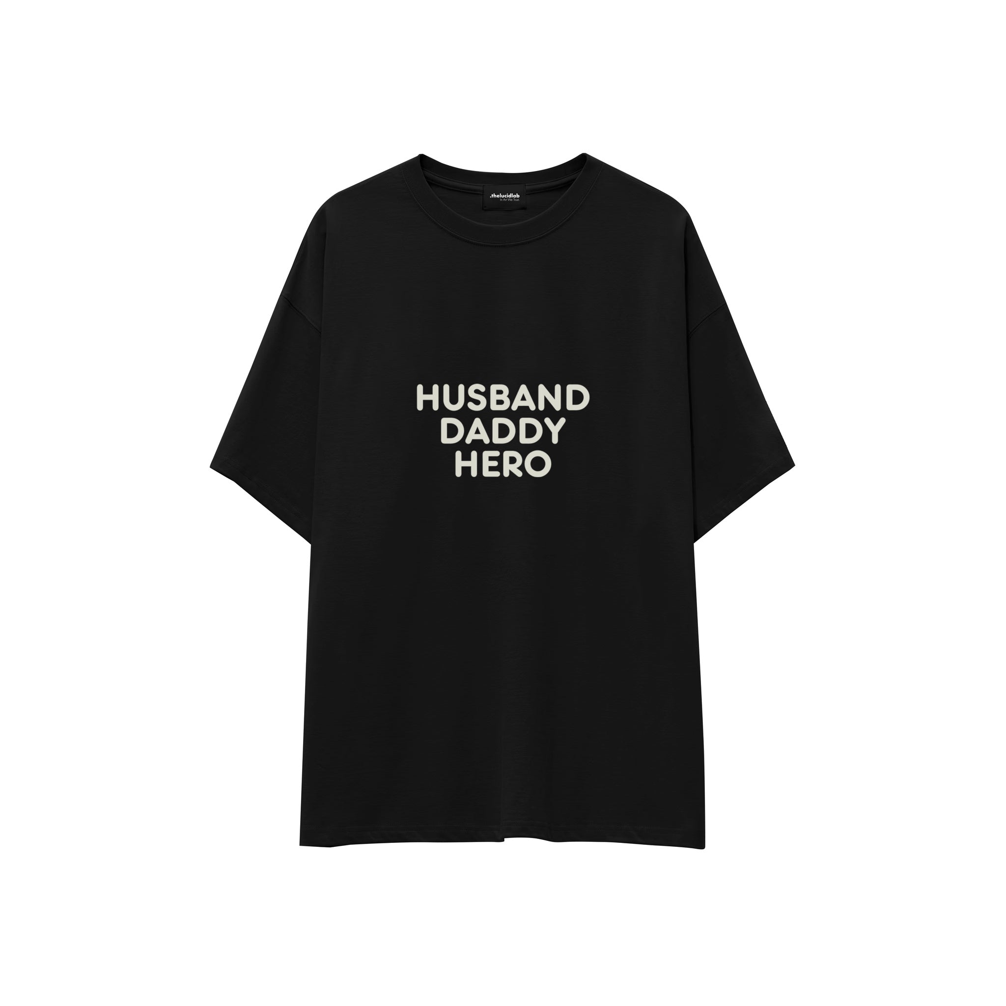 Husband Daddy Hero Oversize Tişört — Siyah — ön görünüm