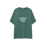 Husband Daddy Hero Oversize Tişört — Yeşil — ön görünüm