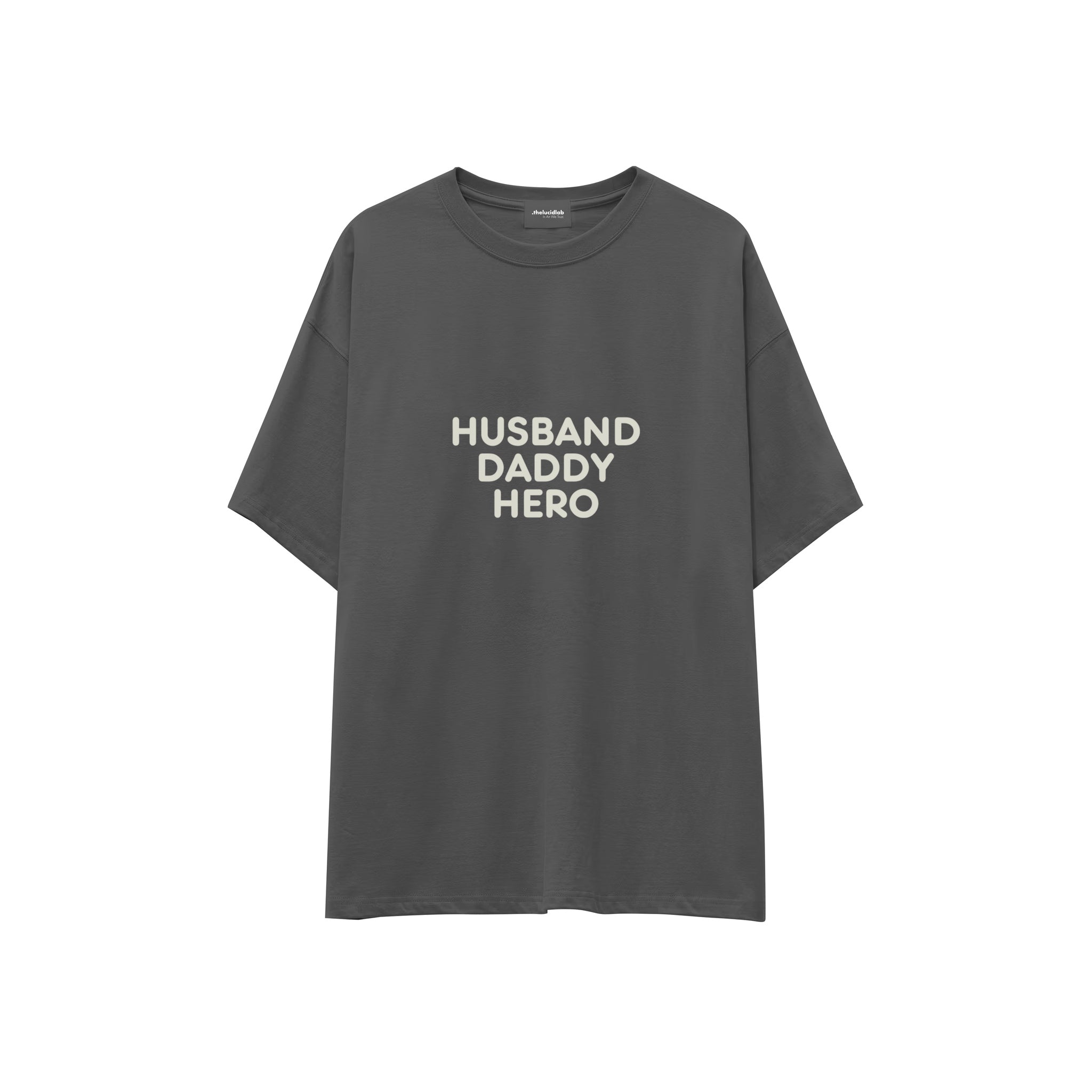 Husband Daddy Hero Oversize Tişört — Antrasit — ön görünüm