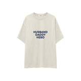 Husband Daddy Hero Oversize Tişört — Ekru — ön görünüm